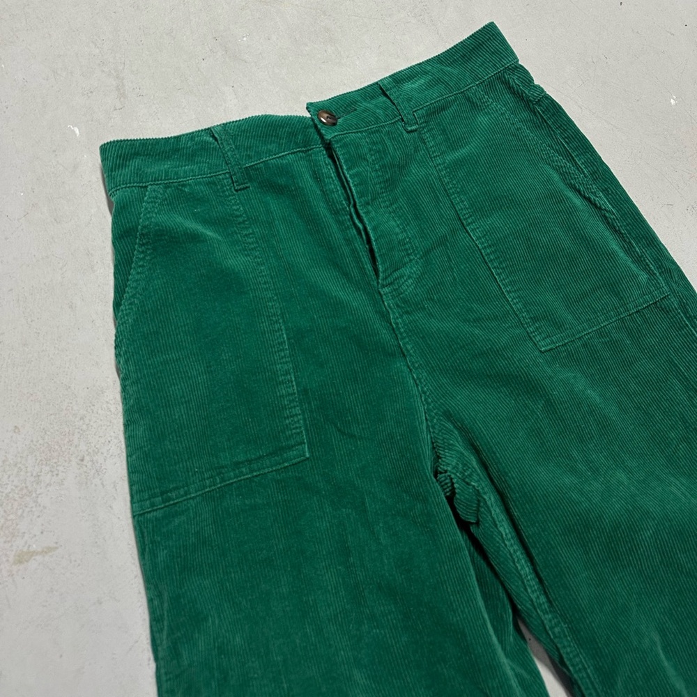 RACHEL ANTONOFF Green Corduroy Wide Leg Culottes High Rise Size 12